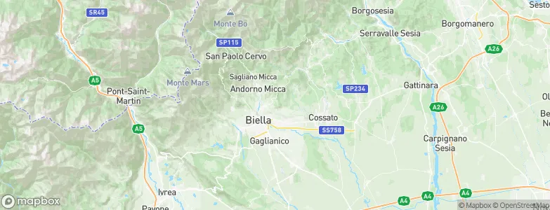 Provincia di Biella, Italy Map