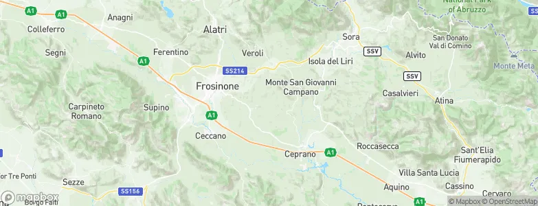 Provincia di Frosinone, Italy Map