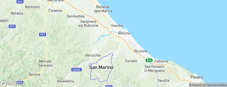 Provincia di Rimini, Italy Map
