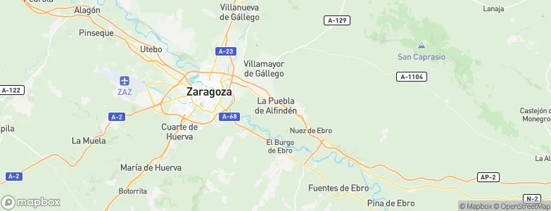 Puebla de Alfindén, Spain Map
