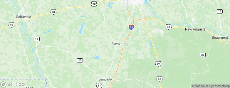 Purvis, United States Map