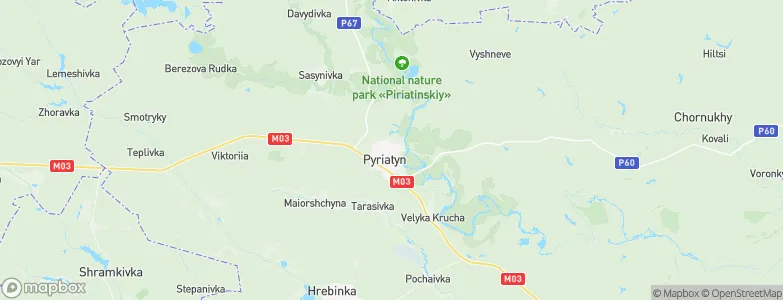 Pyryatyn, Ukraine Map