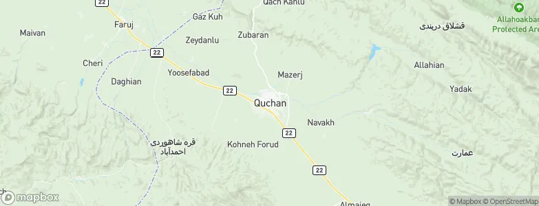 Qūchān, Iran Map