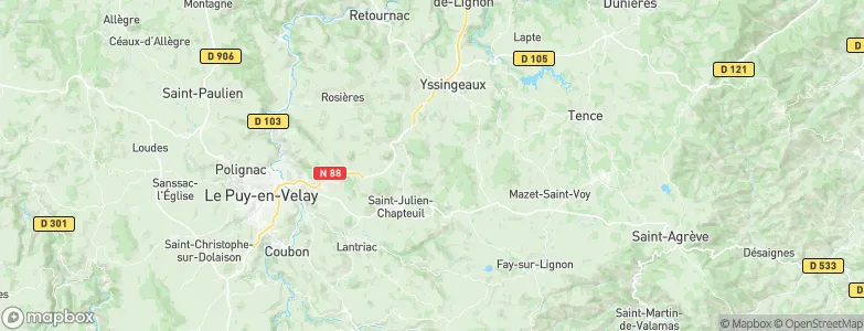 Queyrières, France Map