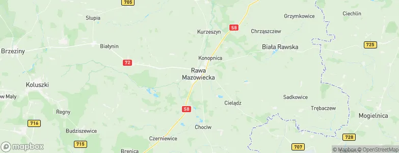 Rawa Mazowiecka, Poland Map