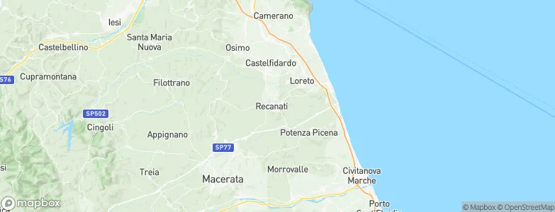 Recanati, Italy Map