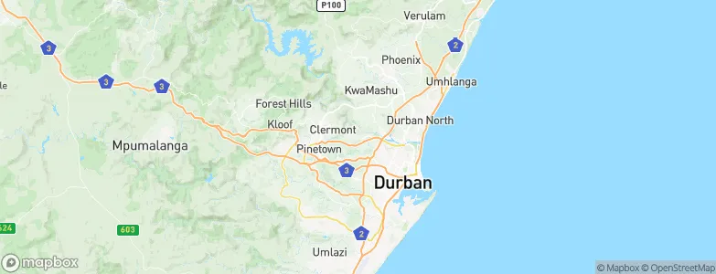 Reservoir Hills, South Africa Map