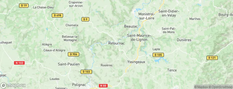 Retournac, France Map