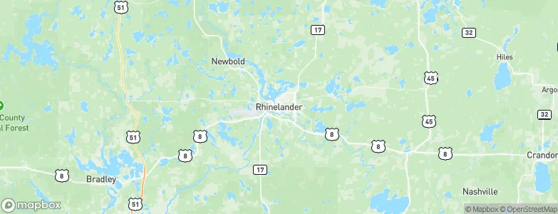 Rhinelander, United States Map