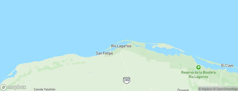 Río Lagartos, Mexico Map