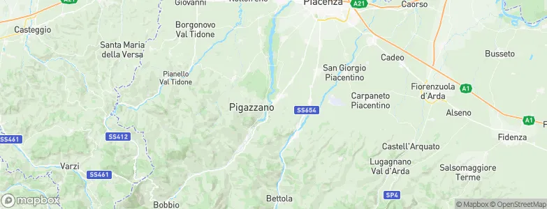 Rivergaro, Italy Map