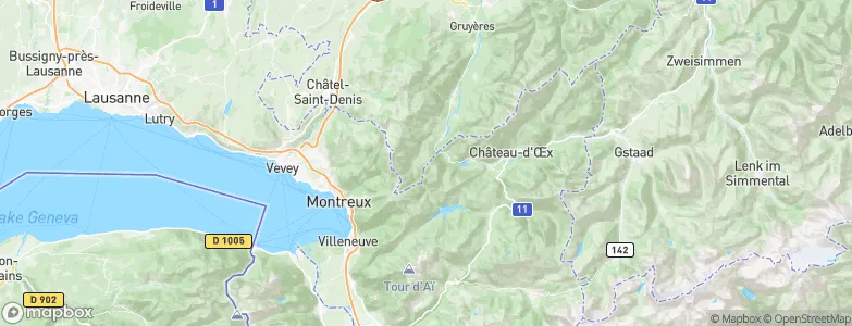 Riviera-Pays-d'Enhaut District, Switzerland Map