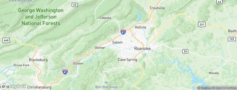 Roanoke, United States Map