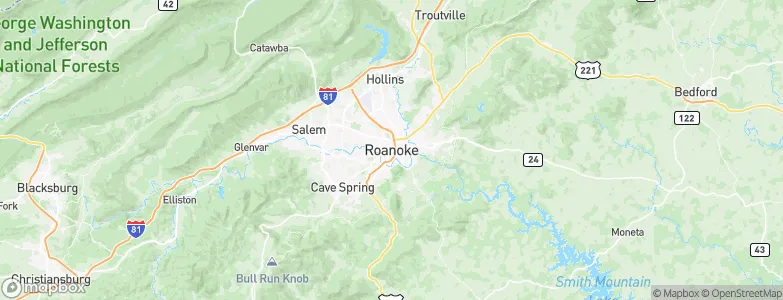 Roanoke, United States Map