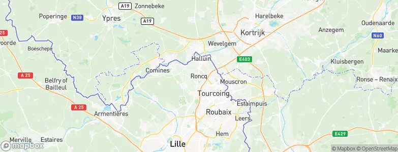 Roncq, France Map
