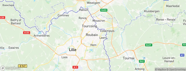 Roubaix, France Map