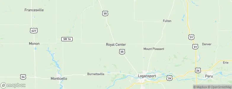 Royal Center, United States Map