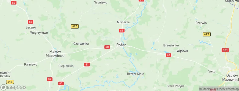 Różan, Poland Map