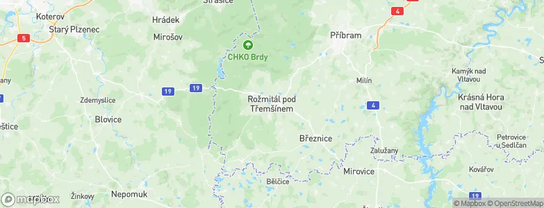 Rožmitál pod Třemšínem, Czechia Map