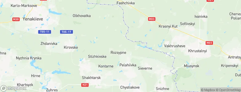 Rozsypne, Ukraine Map
