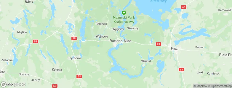 Ruciane-Nida, Poland Map