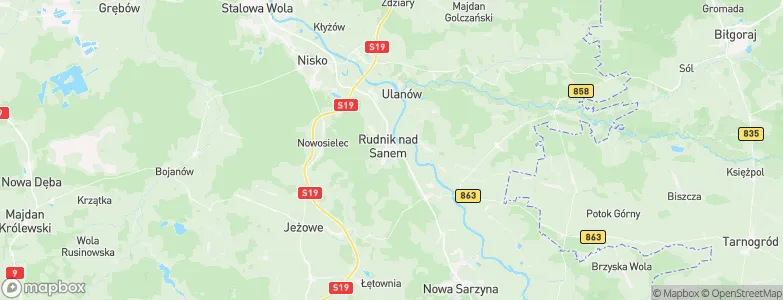 Rudnik nad Sanem, Poland Map