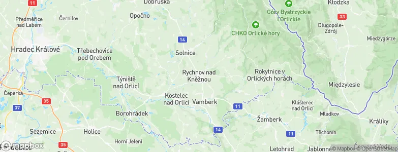 Rychnov nad Kněžnou, Czechia Map