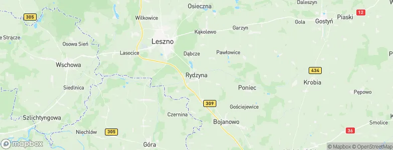 Rydzyna, Poland Map