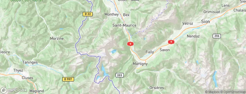 Saint-Maurice District, Switzerland Map