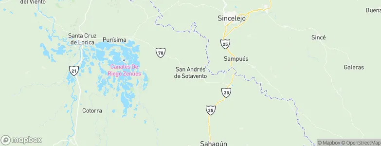 San Andrés de Sotavento, Colombia Map