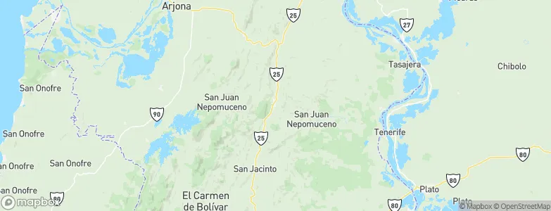 San Juan Nepomuceno, Colombia Map