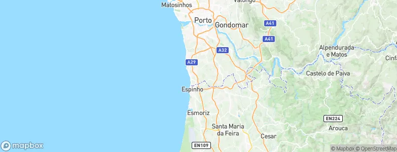 São Félix da Marinha, Portugal Map