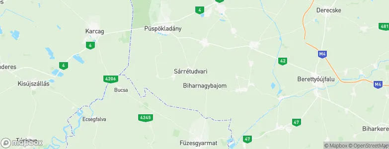 Sárrétudvari, Hungary Map