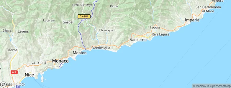 Sasso di Bordighera, Italy Map