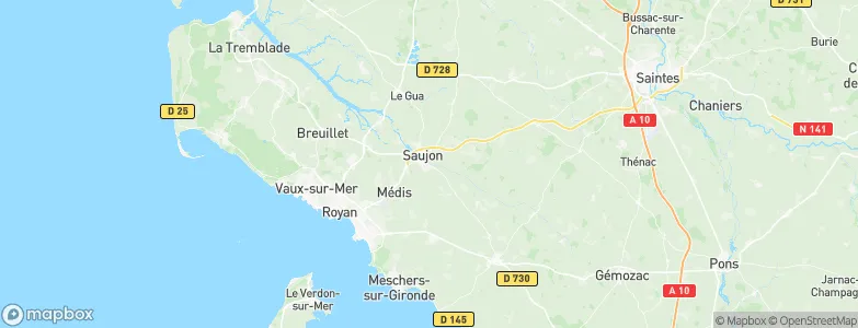 Saujon, France Map