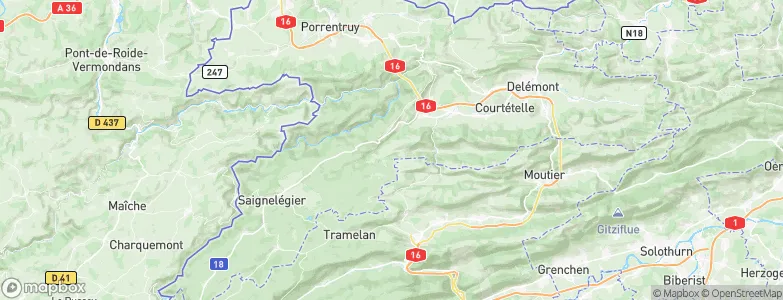 Saulcy, Switzerland Map