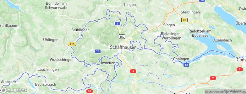 Schaffhausen, City Center, Switzerland Map