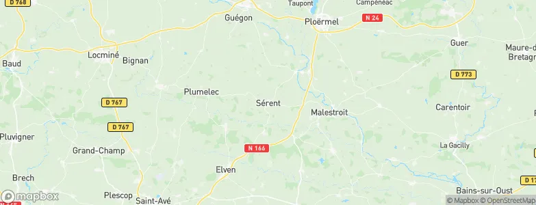 Sérent, France Map
