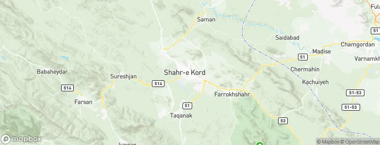 Shahr-e Kord, Iran Map