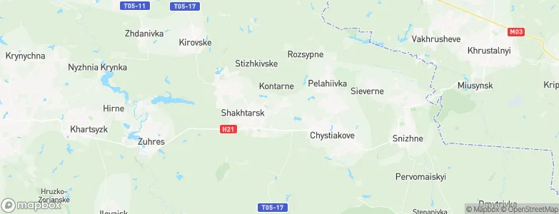 Shakhtërsk, Ukraine Map