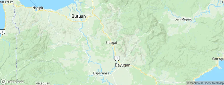 Sibagat, Philippines Map