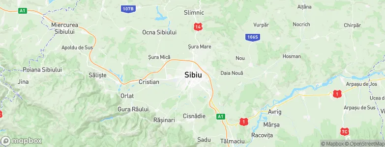 Sibiu, Romania Map