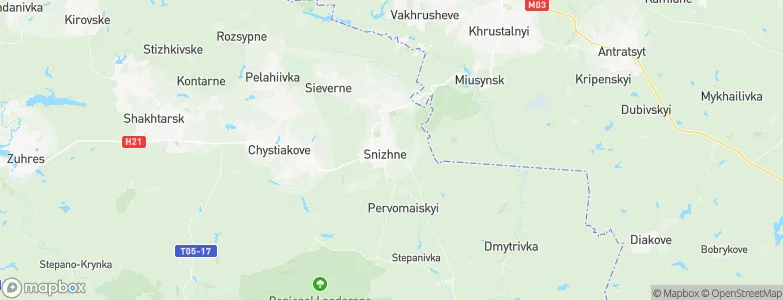 Snizhne, Ukraine Map