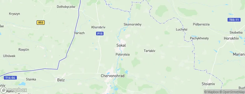Sokal’, Ukraine Map