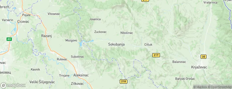 Soko Banja, Serbia Map