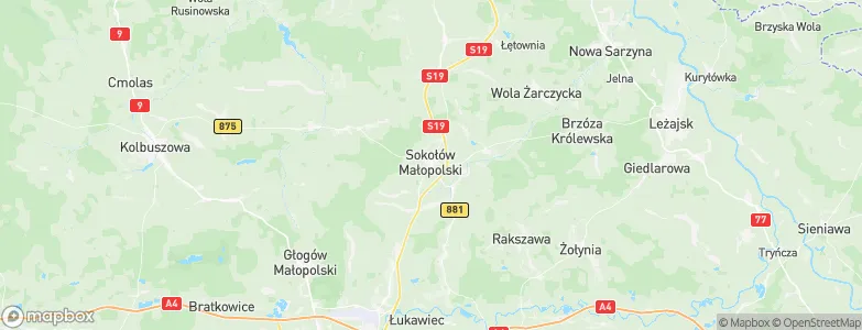 Sokołów Małopolski, Poland Map