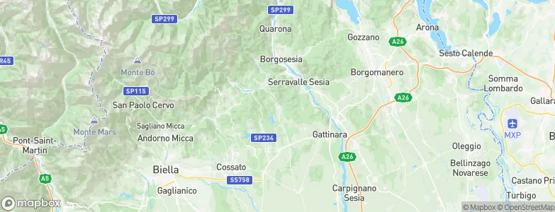 Sostegno, Italy Map