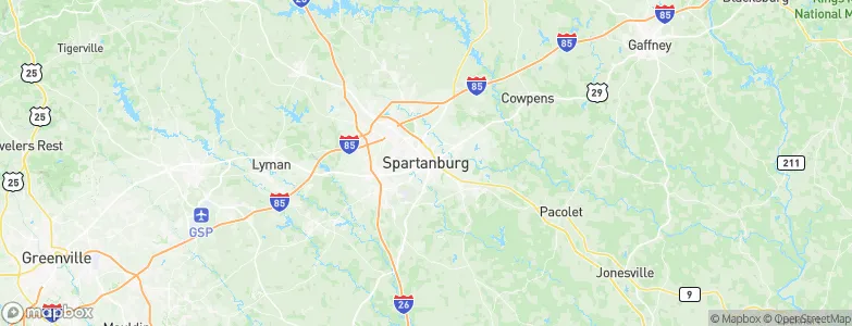 Spartanburg, United States Map