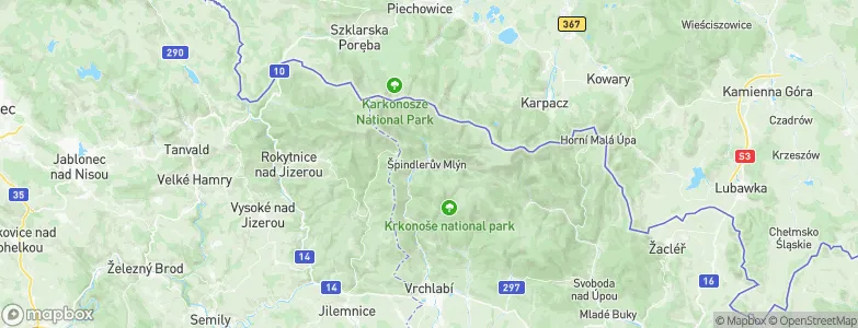Špindlerův Mlýn, Czechia Map