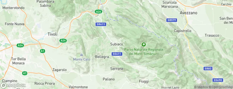 Subiaco, Italy Map